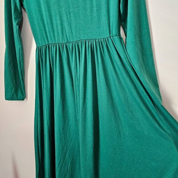 EUC LIKE NEW GREEN SCOOP NECK BUTTON DOWN SUPER MAXI LONGSLEEVE DRESS SIZE SMALL - Picture 6 of 15